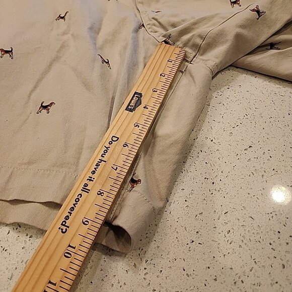 Chaps Coastal Wash Shorts Mens 36x9" Tan Beagles Dogs - Picture 4 of 7